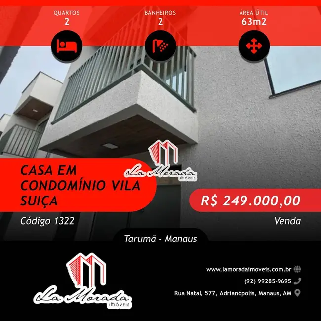 Foto 1 de Casa de Condomínio com 2 quartos à venda, 63m2 em Tarumã, Manaus - AM