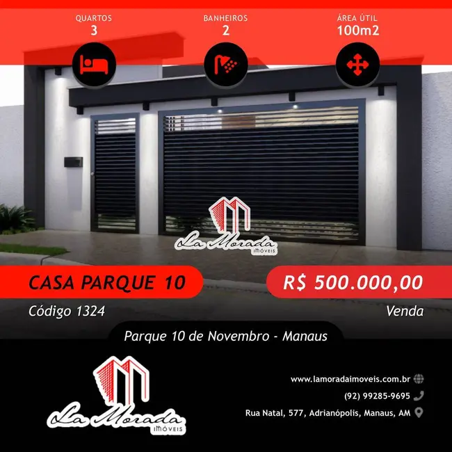 Foto 1 de Casa com 3 quartos à venda, 100m2 em Parque 10 de Novembro, Manaus - AM