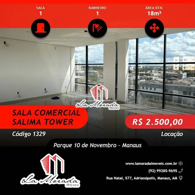 Foto 1 de Sala Comercial para alugar, 18m2 em Parque 10 de Novembro, Manaus - AM