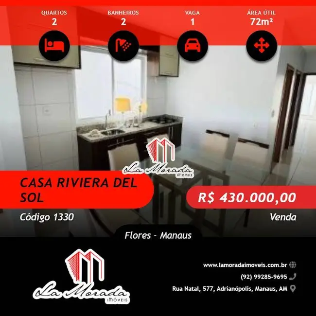 Foto 1 de Casa com 2 quartos à venda, 72m2 em Flores, Manaus - AM