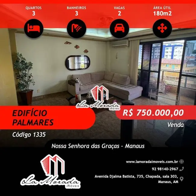 Foto 1 de Apartamento com 3 quartos à venda, 180m2 em Nossa Senhora das Graças, Manaus - AM
