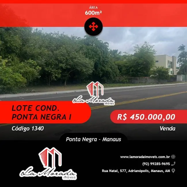 Foto 1 de Lote de Condomínio à venda, 600m2 em Ponta Negra, Manaus - AM