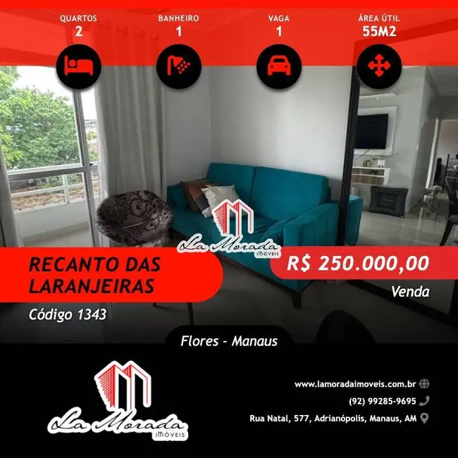 Foto 1 de Apartamento com 2 quartos à venda, 55m2 em Flores, Manaus - AM