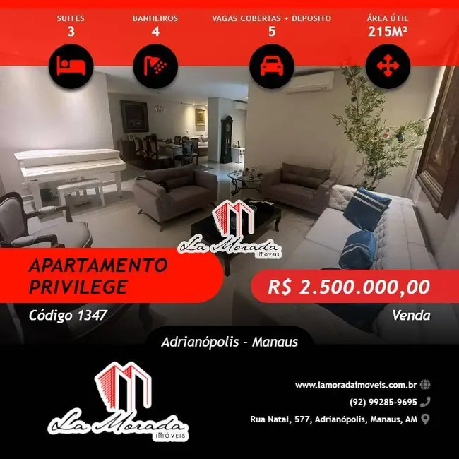 Foto 1 de Apartamento com 3 quartos à venda, 215m2 em Adrianópolis, Manaus - AM