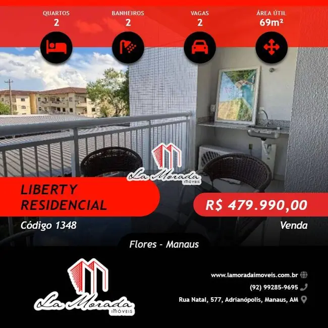 Foto 1 de Apartamento com 2 quartos à venda, 69m2 em Flores, Manaus - AM