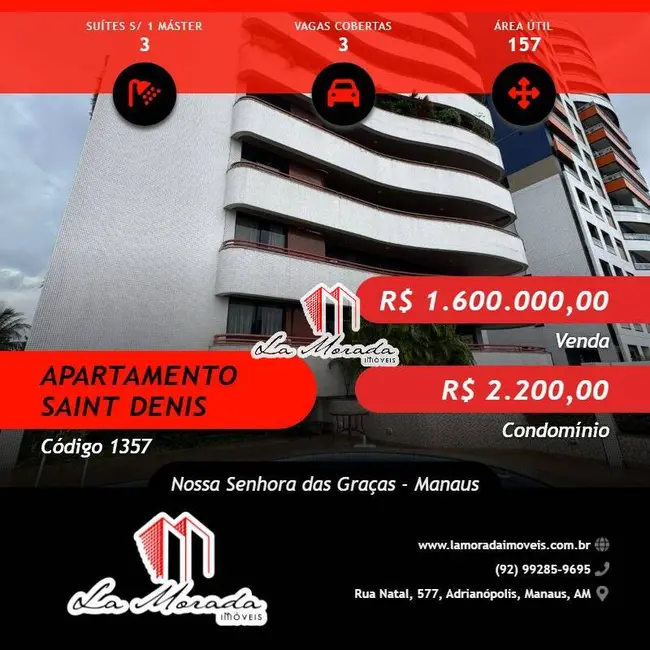 Foto 1 de Apartamento à venda, 157m2 em Nossa Senhora das Graças, Manaus - AM