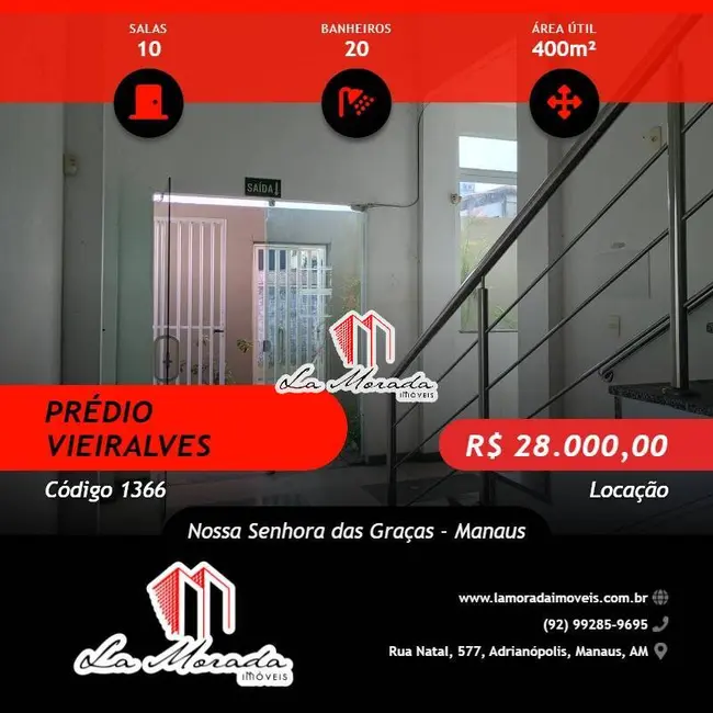 Sala Comercial para alugar, 400m2 em Nossa Senhora das Graças, Manaus - AM - imagem 1 Foto 1 de Sala Comercial para alugar, 400m2 em Nossa Senhora das Graças, Manaus - AM