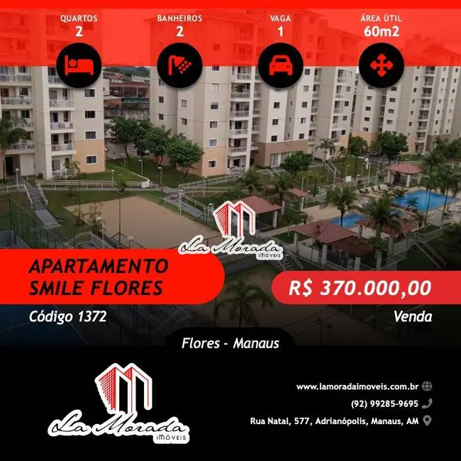 Foto 1 de Apartamento com 2 quartos à venda, 60m2 em Flores, Manaus - AM