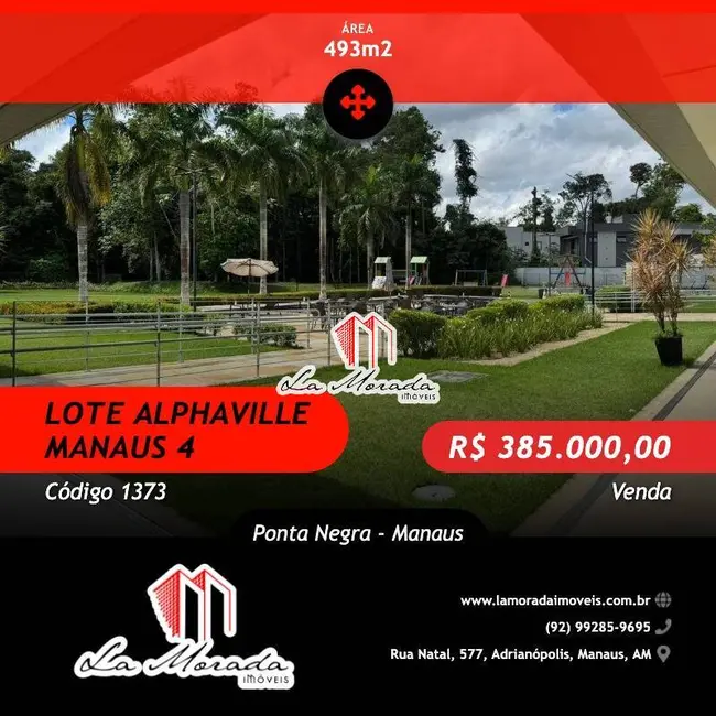 Foto 1 de Terreno / Lote à venda, 493m2 em Ponta Negra, Manaus - AM