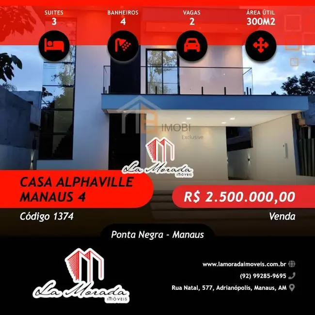 Foto 1 de Casa com 3 quartos à venda, 300m2 em Ponta Negra, Manaus - AM