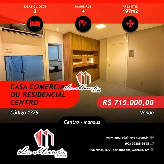 Foto 1 de Casa com 3 quartos à venda, 197m2 em Centro, Manaus - AM
