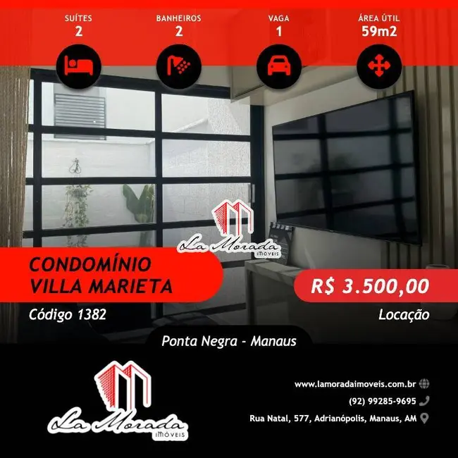 Foto 1 de Casa de Condomínio com 2 quartos para alugar, 59m2 em Ponta Negra, Manaus - AM