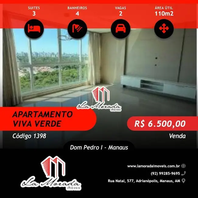 Foto 1 de Apartamento com 3 quartos à venda, 110m2 em Dom Pedro I, Manaus - AM