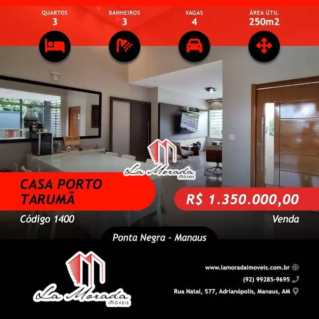 Foto 1 de Casa com 3 quartos à venda, 250m2 em Ponta Negra, Manaus - AM