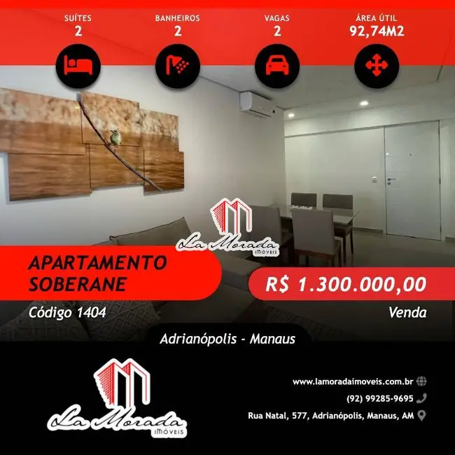 Foto 1 de Apartamento com 2 quartos à venda, 93m2 em Adrianópolis, Manaus - AM