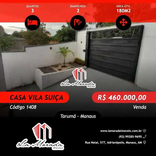 Foto 1 de Casa com 3 quartos à venda, 180m2 em Tarumã, Manaus - AM