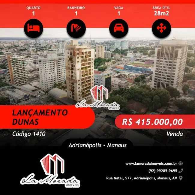Foto 1 de Apartamento com 1 quarto à venda, 28m2 em Adrianópolis, Manaus - AM