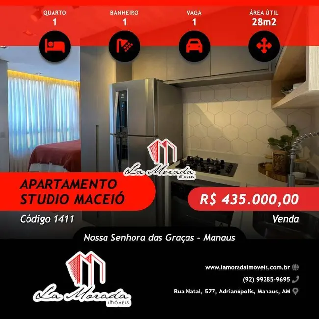 Foto 1 de Apartamento com 1 quarto à venda, 28m2 em Nossa Senhora das Graças, Manaus - AM