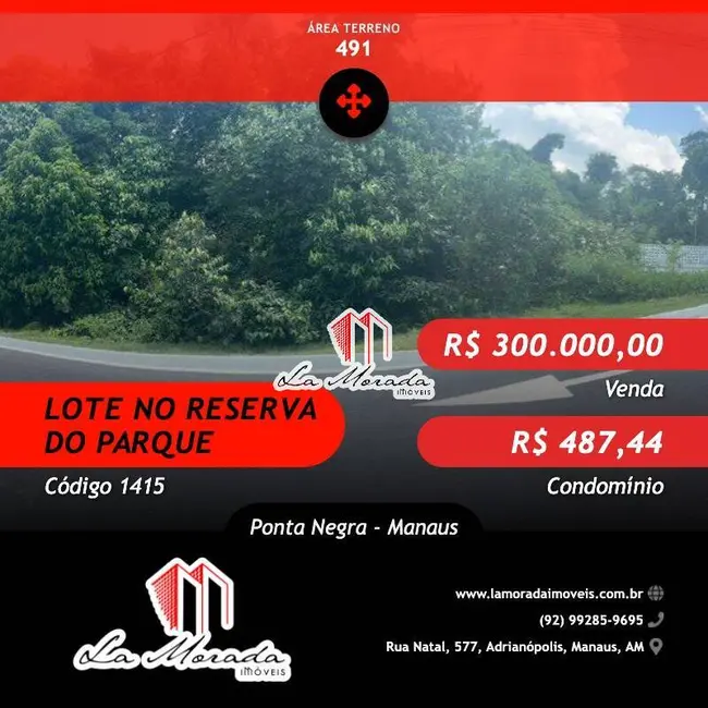 Foto 1 de Lote de Condomínio à venda, 491m2 em Ponta Negra, Manaus - AM