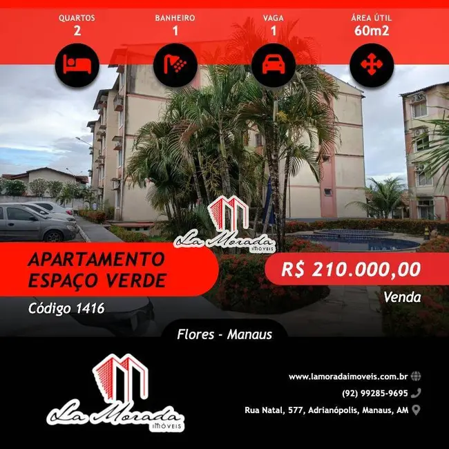 Apartamento com 2 quartos à venda e para alugar, 60m2 em Flores, Manaus - AM - imagem 1 Foto 1 de Apartamento com 2 quartos à venda e para alugar, 60m2 em Flores, Manaus - AM