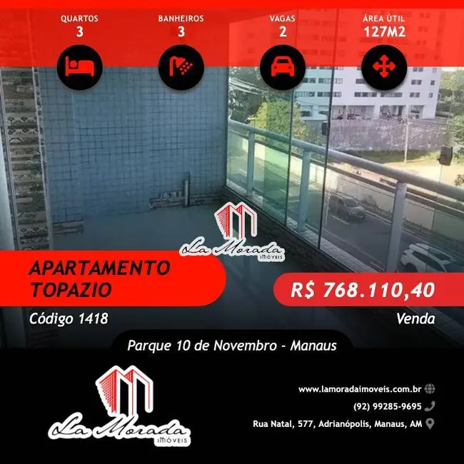 Foto 1 de Apartamento com 3 quartos à venda, 127m2 em Parque 10 de Novembro, Manaus - AM