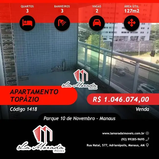 Foto 1 de Apartamento com 3 quartos à venda, 127m2 em Parque 10 de Novembro, Manaus - AM