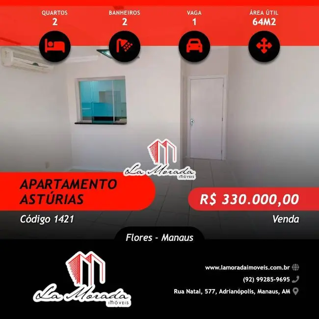 Foto 1 de Apartamento com 2 quartos à venda, 64m2 em Flores, Manaus - AM