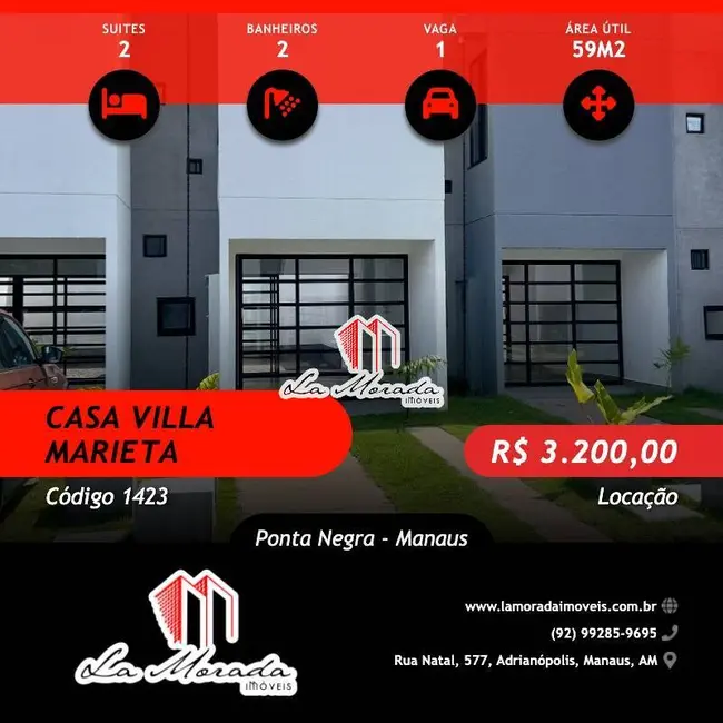 Foto 1 de Apartamento com 2 quartos para alugar, 59m2 em Ponta Negra, Manaus - AM