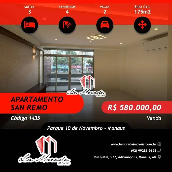 Apartamento com 3 quartos à venda, 175m2 em Parque 10 de Novembro, Manaus - AM - imagem 1 Foto 1 de Apartamento com 3 quartos à venda, 175m2 em Parque 10 de Novembro, Manaus - AM