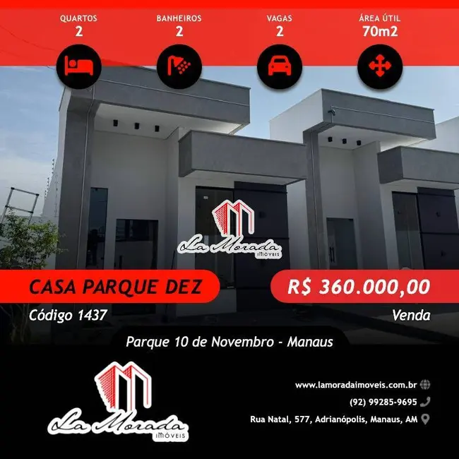 Foto 1 de Casa com 2 quartos à venda, 70m2 em Parque 10 de Novembro, Manaus - AM