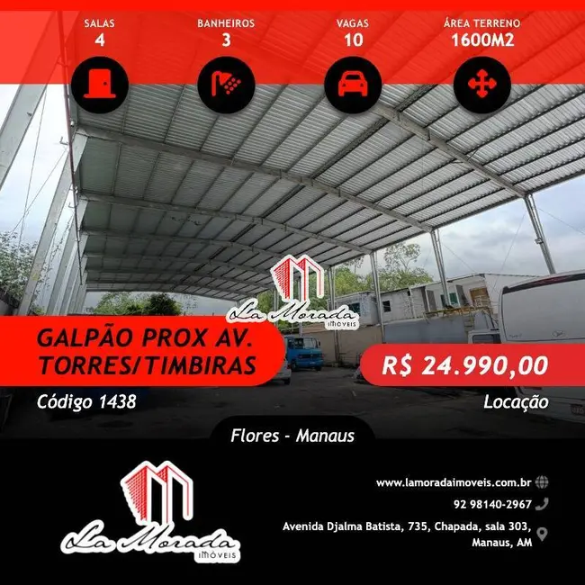 Armazém / Galpão para alugar, 1600m2 em Flores, Manaus - AM - imagem 1 Foto 1 de Armazém / Galpão para alugar, 1600m2 em Flores, Manaus - AM