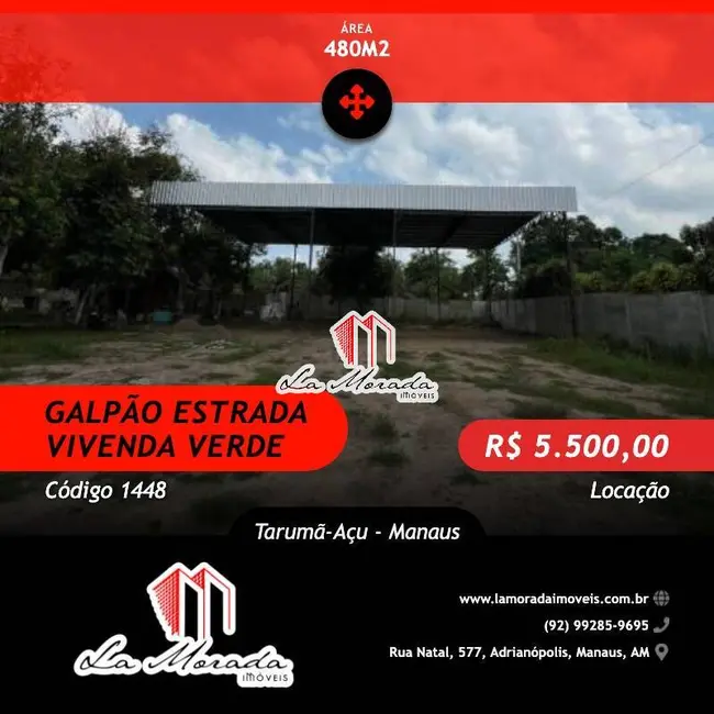 Armazém / Galpão para alugar, 480m2 em Tarumã-Açu, Manaus - AM - imagem 1 Foto 1 de Armazém / Galpão para alugar, 480m2 em Tarumã-Açu, Manaus - AM
