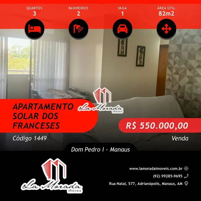 Foto 1 de Apartamento com 3 quartos à venda, 82m2 em Dom Pedro I, Manaus - AM
