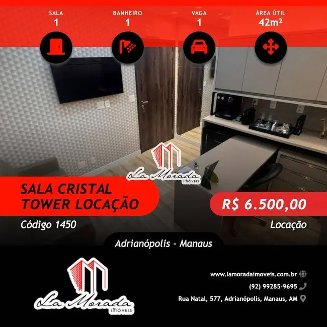 Sala Comercial para alugar, 42m2 em Adrianópolis, Manaus - AM - imagem 1 Foto 1 de Sala Comercial para alugar, 42m2 em Adrianópolis, Manaus - AM
