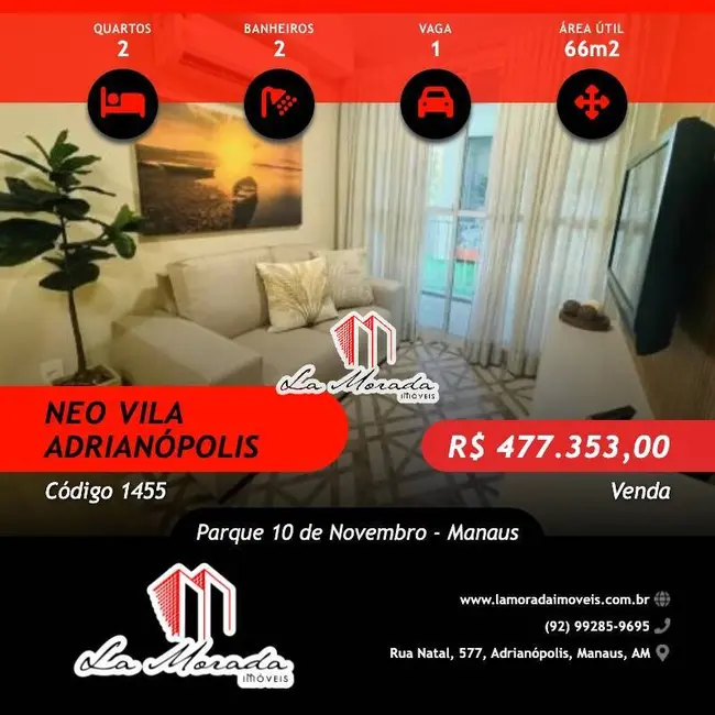 Foto 1 de Apartamento com 2 quartos à venda, 66m2 em Parque 10 de Novembro, Manaus - AM