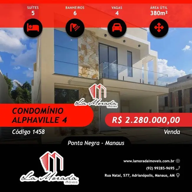 Casa de Condomínio com 5 quartos à venda, 380m2 em Ponta Negra, Manaus - AM - imagem 1 Foto 1 de Casa de Condomínio com 5 quartos à venda, 380m2 em Ponta Negra, Manaus - AM