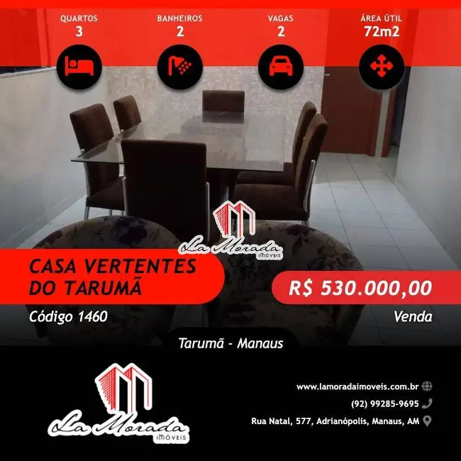 Foto 1 de Casa com 3 quartos à venda, 72m2 em Tarumã, Manaus - AM