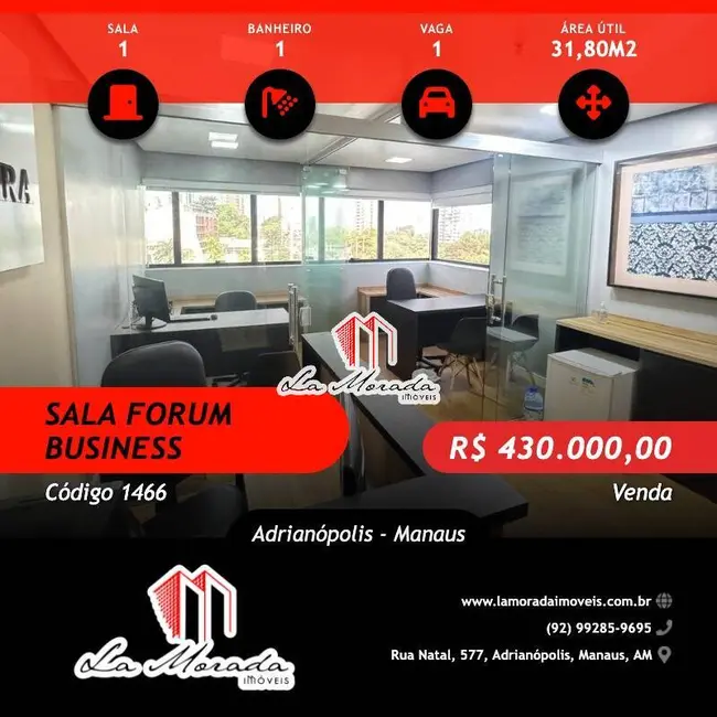 Sala Comercial à venda, 32m2 em Adrianópolis, Manaus - AM - imagem 1 Foto 1 de Sala Comercial à venda, 32m2 em Adrianópolis, Manaus - AM