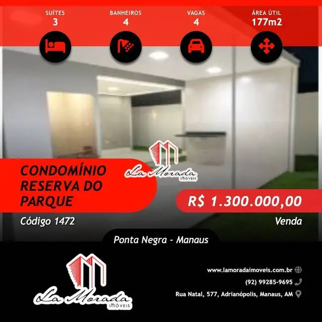 Casa de Condomínio com 3 quartos à venda, 177m2 em Ponta Negra, Manaus - AM - imagem 1 Foto 1 de Casa de Condomínio com 3 quartos à venda, 177m2 em Ponta Negra, Manaus - AM