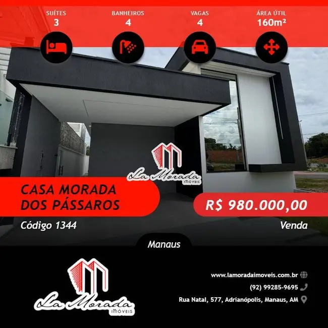 Foto 1 de Casa com 3 quartos à venda, 160m2 em Ponta Negra, Manaus - AM