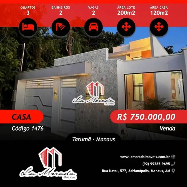 Foto 1 de Casa com 3 quartos à venda, 120m2 em Tarumã, Manaus - AM