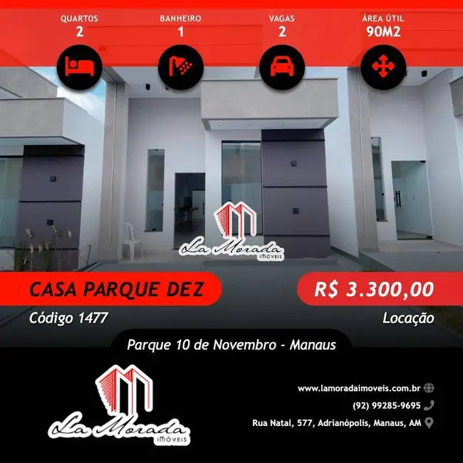 Foto 1 de Casa com 2 quartos para alugar, 90m2 em Parque 10 de Novembro, Manaus, AM