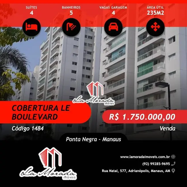 Foto 1 de Apartamento com 4 quartos à venda, 235m2 em Ponta Negra, Manaus - AM