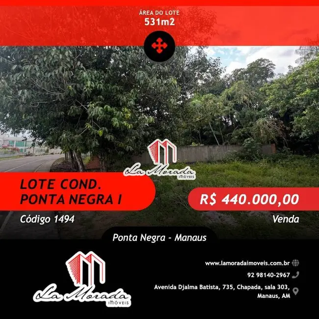 Foto 1 de Lote de Condomínio à venda, 531m2 em Ponta Negra, Manaus - AM