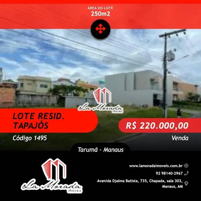 Foto 1 de Terreno / Lote à venda, 250m2 em Tarumã, Manaus - AM