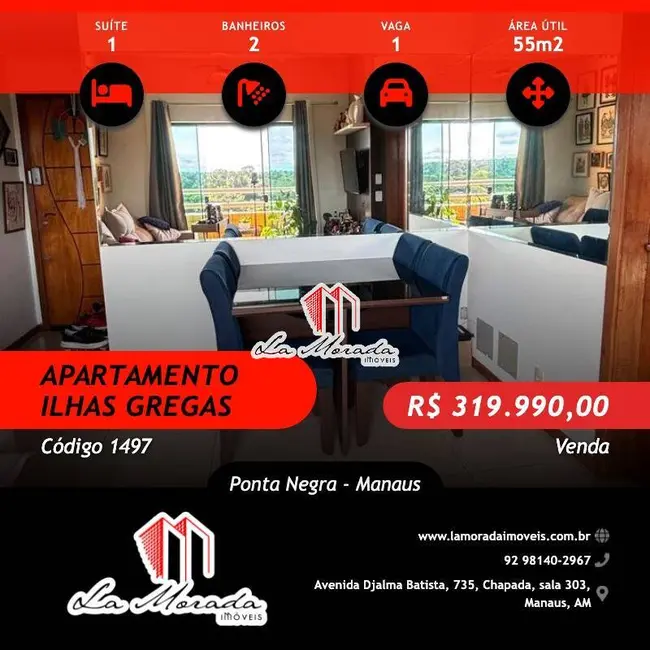 Foto 1 de Apartamento com 1 quarto à venda, 55m2 em Ponta Negra, Manaus - AM