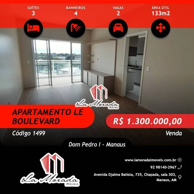Foto 1 de Apartamento com 3 quartos à venda, 133m2 em Dom Pedro I, Manaus - AM