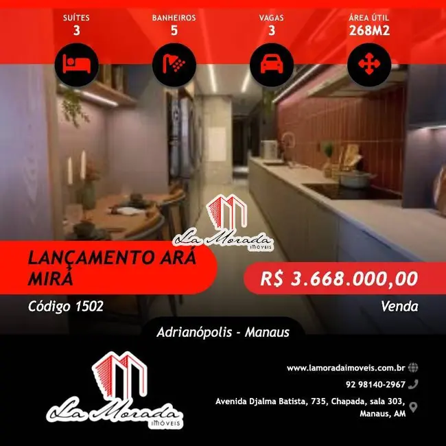 Foto 1 de Apartamento com 3 quartos à venda, 268m2 em Adrianópolis, Manaus - AM