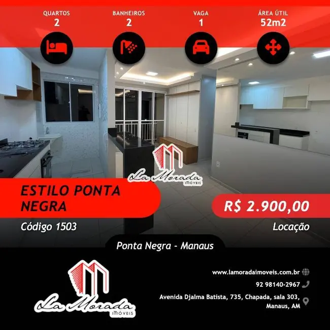Foto 1 de Apartamento com 2 quartos para alugar, 52m2 em Ponta Negra, Manaus - AM