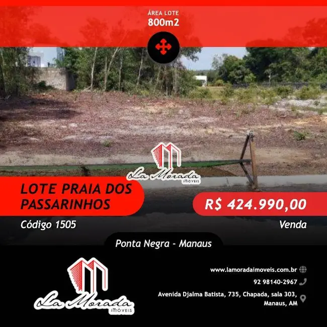 Foto 1 de Terreno / Lote à venda, 800m2 em Ponta Negra, Manaus - AM